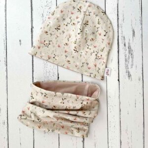 Virágos sapka-sál szett (50-52 cm)