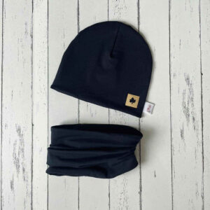 Sötétkék sapka-sál szett (48-50 cm)