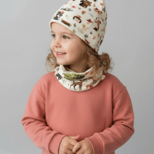 Erdei állatos sapka-sál szett (50-52 cm)