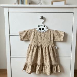 Bézs apró virágos kislány ruha (92-104)