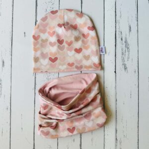 Szivecskés sapka-sál szett (50-52 cm)