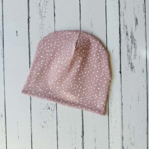 Pöttyös púderrózsaszín sapka (52-54 cm)