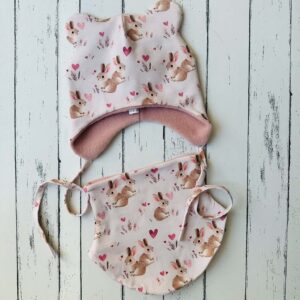 Nyuszis téli sapka-sál szett (49-50 cm)